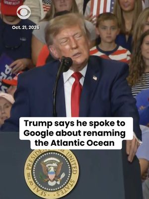 President Trump said he called Google Maps and asked to rename the Atlantic Ocean. “No, no, no. This time I'm not doing it ... oceans are different, sir," Google CEO Sundar Pichai replied, Trump said at a rally in South Carolina. The president said he was told the company would not do so because oceans span multiple countries. He added that he would likely drop the idea. #trump #ocean #google 