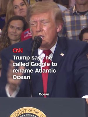 President Donald Trump continues to raise renaming various bodies of water to include "America." While at a rally in South Carolina, he said he called Google CEO Sundar Pichai to rename the Atlantic Ocean because they were "really great with the lake," referencing when Google Maps relabelled the Gulf of Mexico to "Gulf of America."