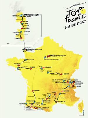 🚩 Edimbourg ➡️ Paris 🏁    🤩 Here is the official route of the #TourDeFrance 2027! #CapCut #sportstiktok #TDF2026