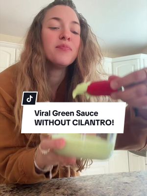 I’m one of those people that cannot stand the taste of cilantro, so I did a twist on @Tiffany Magee ✨💛 ‘s twist on @Eatingwithahbaddie ‘s viral green sauce and I am obsessed with it. HIGHLY RECOMMEND that you use @Dressy HELLO RANCH MIX due to the absolute FLAVOR EXPLOSION — it is SO GOOD!!  My No-Cilantro Twist: - One 16 oz. jar of hot pickled jalapeños, drained but save the juice! (or mild/tamed if you don’t like the heat) - One 24 oz. Container of cottage cheese - One packet of ranch mix - .7 oz (a clamshell) of fresh basil (cleaned)  - half a bunch of parsley (cleaned) - 2 tbsp. of the saved pickled juice (more or less for preferred spice level) - blend it all until perfectly smooth and enjoy!!! #greensauce #viralrecipe #FoodTok #healthyrecipe #trydressy 