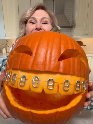 The perfect pumpkin for the kid with braces in your life 🧡 Just use floral wire and the tops of cans