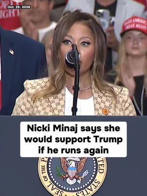 Nicki Minaj pledged her continued support for Donald Trump at a rally in Michigan on Sunday, urging voters to back Republicans ahead of the November midterm elections. “I will continue to support you forever and ever. If you run again, I will support you again,” said Minaj, who has become an increasingly vocal supporter of Trump.