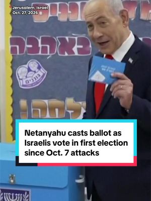 Israeli Prime Minister Benjamin Netanyahu cast his ballot in Jerusalem on Tuesday as Israelis headed to the polls for the country's first general election since the October 7, 2023, Hamas-led attacks. Netanyahu and his governing coalition face a divided opposition amid growing public frustration over his leadership and the wars that followed the attacks, including Israel's military campaigns in Gaza, Lebanon and Iran. The election comes as Israelis remain deeply divided over the country's security, the handling of the wars and Netanyahu's political future, with voter turnout surging at its fastest pace in 45 years.