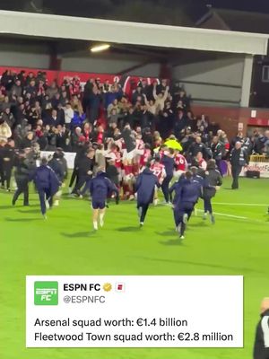 One of the biggest upsets in football history??? 🤯 🤯 🤯 Arsenal just lost to Fleetwood Town – who are 18th in the 4th level of English football – in the League Cup. (📷 : @ laythy29 on X) #Arsenal #FleetwoodTown #EFL #football #fyp