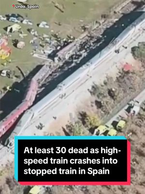 At least 30 people were killed Wednesday when a high-speed train slammed into the back of another train that had stopped in central Spain, derailing two cars, authorities said. The collision occurred in the province of Toledo between two trains traveling in the same direction from Madrid to Seville. More than 500 passengers were aboard the two trains, with emergency crews responding to the scene as authorities worked to assist the injured. The cause of the collision remains under investigation.