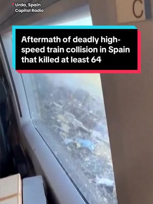 Video shows the immediate aftermath of a deadly high-speed train collision in central Spain on Wednesday that killed at least 64 people and injured 80 others, authorities said. The crash occurred in the province of Toledo when a high-speed train slammed into the back of another train that had stopped, derailing two cars. Both trains were traveling from Madrid to Seville, carrying a combined 544 passengers. The cause of the crash remains unknown.