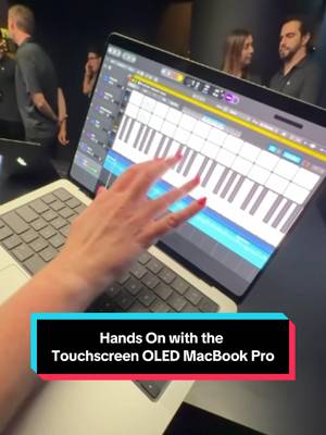 "Pro and tell" turned into "glow and touch" 💻  Apple debuted the new $2,899 MacBook Pro with an OLED screen and touch display on Wednesday and CNET's Bridget Carey was on the scene to give it a poke. #proandtell #allaccess #macbookpro #apple #oled  🎞️: Tara Brown