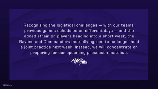 Statement from the Ravens on joint practice: 