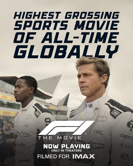 Thank you for helping #F1TheMovie make history. 🏆🥇

Experience it back in IMAX. Now playing only in theaters. Get tickets now. 