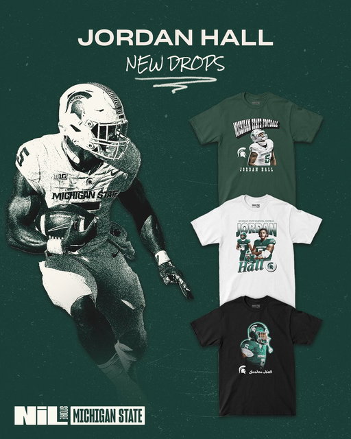 Jordan Hall has some new designs available! Check out his locker room using the link in our bio! Shop his collection before football season begins! 🏈🌟💪 

#NIL #GoSpartans #GoGreen #GoWhite 

https://t.co/Xu1t3yJp7E 