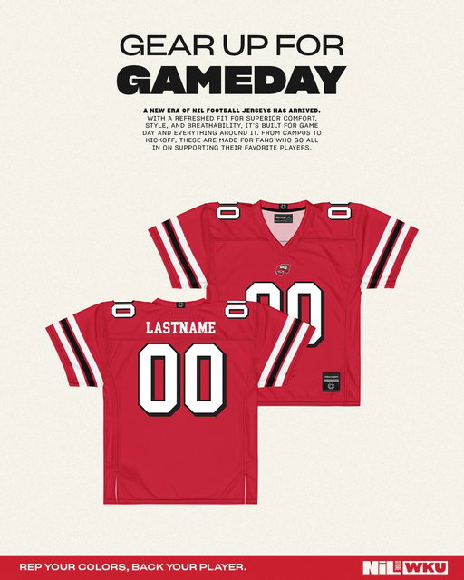 JUST DROPPED: New 2025 @WKUFootball NIL Football Jerseys! 🔥 

Shop the new era of football jerseys at the NIL Store, featuring a refreshed fit for superior comfort, style and breathability. Support your favorite player on every purchase: https://t.co/KlN5rFJwDX 