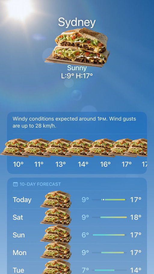 99% chance of crunchwraps tbh 