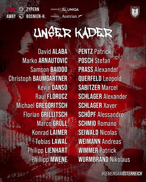 😎🤗 Nach der Sommerpause geht's endlich wieder los! ⚽️🇦🇹 Unser Kader für die kommenden Aufgaben! #GemeinsamÖSTERREICH 