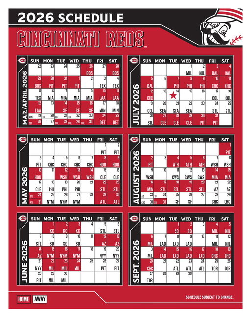Opening Day. March 26. Reds vs. Red Sox.

The #Reds' 2026 schedule is out! 