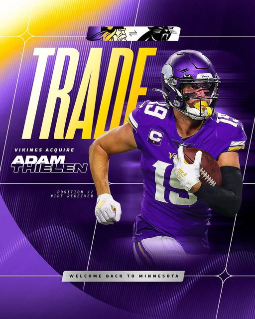 BACK WHERE HE BELONGS‼️

The #Vikings have agreed to terms on a trade to acquire @athielen19.

https://t.co/GCRw2Mqq3B 