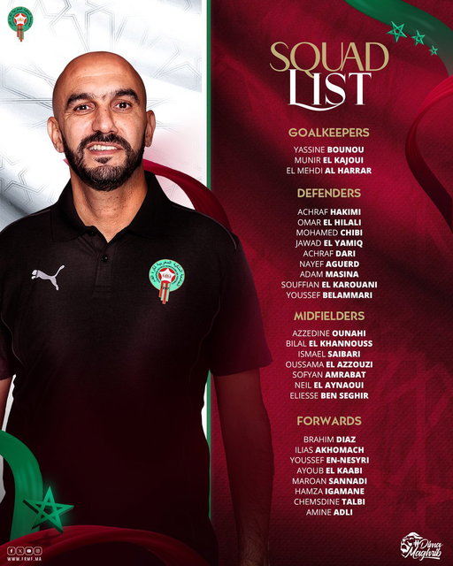 لائحة المنتخب الوطني المستدعاة لمباراتي النيجر و زامبيا

🚨 Our National Team’s Squad list for the next matches against Niger &amp; Zambia

#DimaMaghrib 🇲🇦 