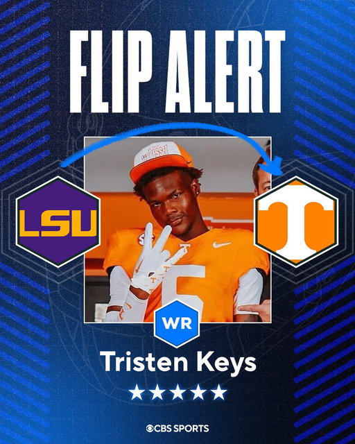 BREAKING: 5-star WR Tristen Keys flips from LSU to @Vol_Football.

Said he’d be a Vol in October... now it's done.

"I can't wait to put on for the fans in Knoxville.”

No. 1 WR @TKgot5 and No. 1 QB @Faizon_Brandon are Vols.

VIP https://t.co/4SeEYrRyWx

@247Sports @CBSSportsCFB 