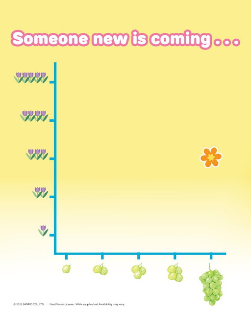 At the intersection of 3 tulips and a bunch of muscat grapes is the next addition to our @HelloKitty and Friends lineup! Who could it be?​💖

​@sanrio​ 
#HelloKittyandFriends​ 
#TheStuffYouLove 