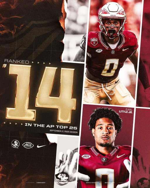 Rolling in at No. 14 this week!

#NoleFamily | #KeepCLIMBing 