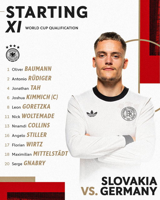 This is how we line up against Slovakia 🔥

Let's do this 💪

#DFB #GermanFootball #GermanMNT 