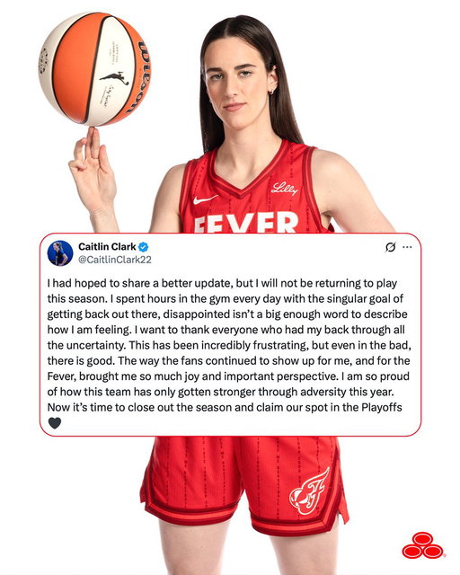 Every setback is a setup for an even greater comeback. We’ll be cheering you on every step of the way, @CaitlinClark22 ❤️ 