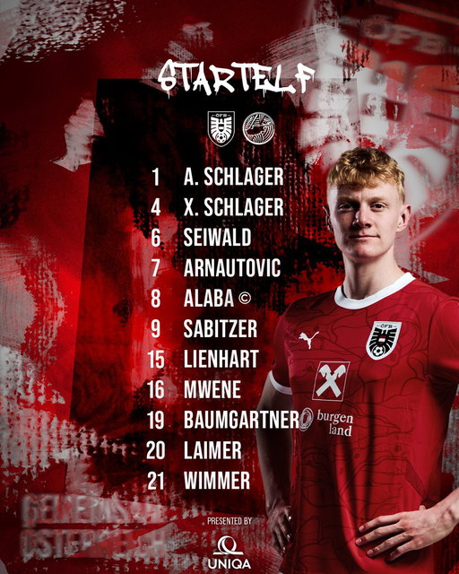 Unsere Startelf gegen Zypern! 𝐆𝐄𝐌𝐌𝐀! 🇦🇹💥 #GemeinsamÖSTERREICH 