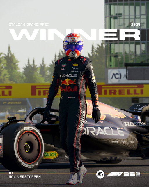 For the first time since 2019, the driver on Pole has taken the win at Monza! 🇮🇹

@Max33Verstappen with a champion drive 🏆 

#ItalianGP #F125 