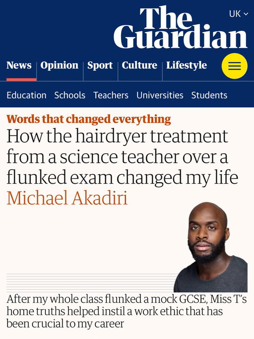 Teachers tend to get a bad rap but words from one of mine genuinely changed my life. Some thoughts in today’s Guardian 🗞️ 
