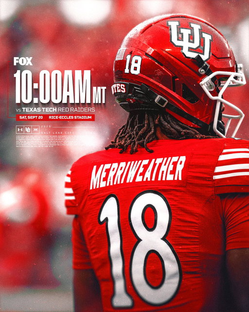 𝐆𝐀𝐌𝐄 𝐓𝐈𝐌𝐄 🔒 for Texas Tech‼️

🆚 Texas Tech
🏟️ Rice-Eccles Stadium
⏰ SAT 09.20 | 10:00AM MT
📺 FOX
📻 ESPN 700 / 92.1 FM

📰: https://t.co/zRHuI6phnw

#GoUtes 