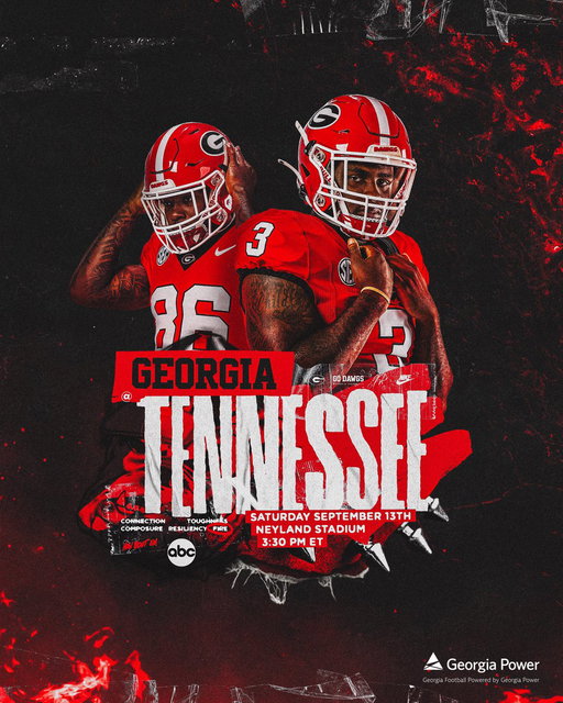Starting SEC play on the road 

🏈 at Tennessee
📅 Saturday September 13 | 3:30PM ET
📺 ESPN

#GoDawgs | @GeorgiaPower 