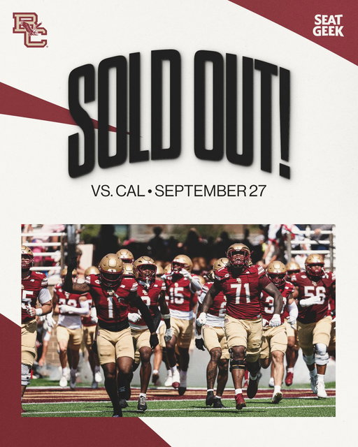 🚨 SOLD OUT 🚨

The @BCFootball game vs Cal on September 27th is officially sold out! Still looking for tickets? Visit SeatGeek, the official ticket marketplace of Boston College Athletics to secure yours today.

Ticket: http://bit.ly/4gmSiMm 