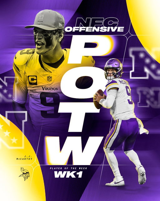 1 game.

1 award.

Your NFC Offensive Player of the Week.

🏅 @jjmccarthy09 