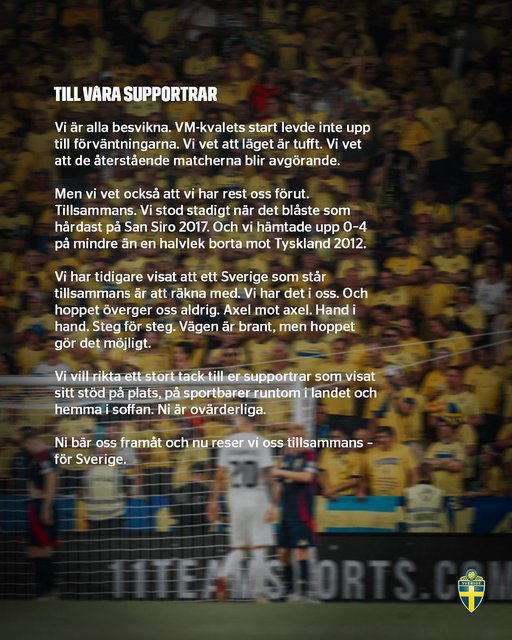 Ni bär oss framåt och nu reser vi oss tillsammans - för Sverige 🇸🇪 