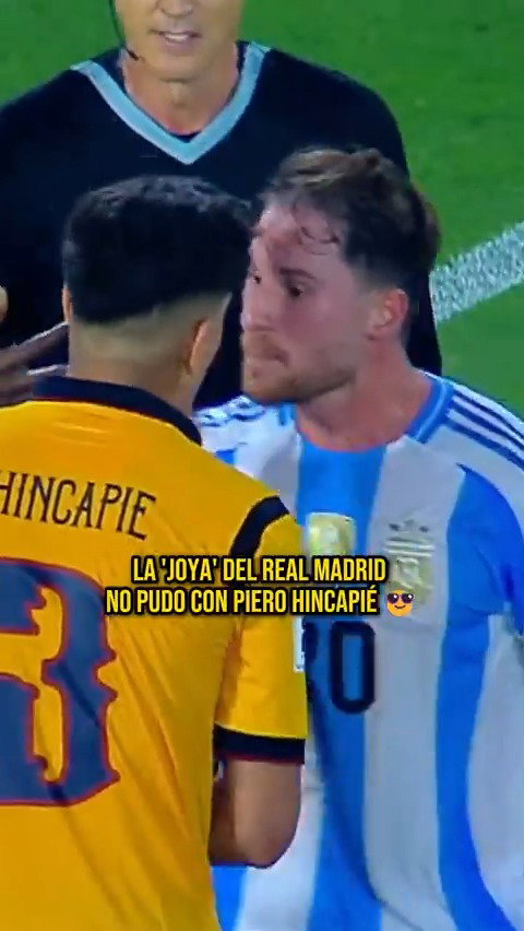 ¡PIERO HINCAPIÉ DEMUESTRA LO QUE ES DEFENDER! 😎👏

Franco Mastantuono, 'joya' del #RealMadrid, no pudo superar a Hincapié en el duelo entre #Ecuador y #Argentina. 🔥

Tranquilo, Mac Allister. En la Premier se vuelven a encontrar. 😌 