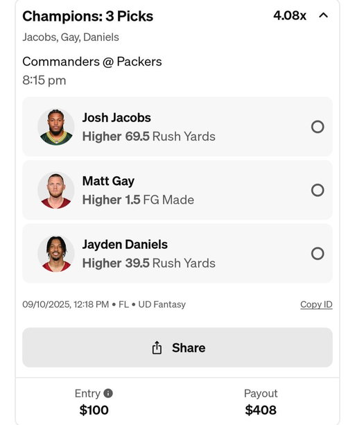 TNF picks! We had an awesome week 1. Let's get a good start to week 2! @Zirksee 
Use code ZIRK+get $50 in funds after your first $5 entry! https://t.co/acAKAFLl7i 