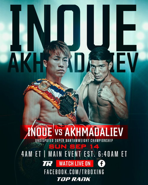 #InoueAkhmadaliev has its home 👑

The Undisputed title fight is set to air on #TopRank's Facebook channel in the US &amp; UK on Sunday morning 🇺🇸🇬🇧

🔗 https://t.co/xWs7KxH3Mv 