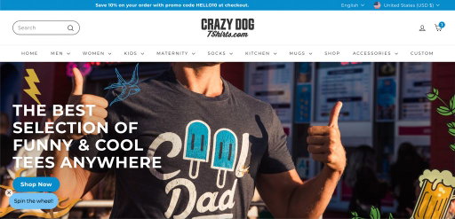 How do you scale humor into a serious ecommerce business?

Crazy Dog T-Shirts shows us how, powered by Shopify’s Expanse theme. 

🧵 
