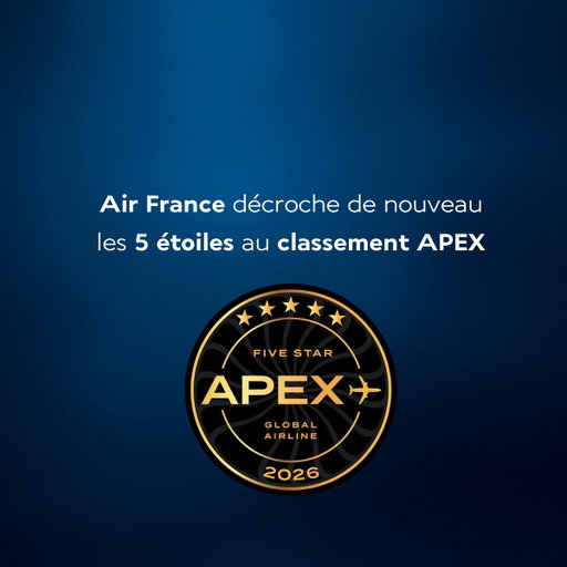 Pour la quatrième année consécutive, Air France est distinguée par 5 étoiles au classement mondial APEX des meilleures compagnies aériennes. Nous vous remercions pour votre confiance ! 