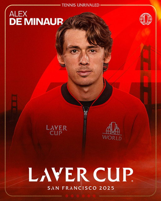 Team World roster update.

World No. 8 and top-ranked Australian Alex de Minaur will join Team World in San Francisco, replacing American Frances Tiafoe. Captain Andre Agassi is counting on De Minaur to bring his trademark grit and energy to Chase Center.

#LaverCup 
