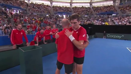 Grit. Fight. Courage 🇧🇪

Raphael Collignon overcame severe cramp to defeat Alex de Minaur 👏

#DavisCup 