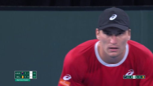 A ROLLERCOASTER RIDE FOR BELGIUM 🎢

The moment Raphael Collignon beat Australia's Aleksandar Vukic 6-7(5), 6-2, 6-3 to advance to Bologna 🇧🇪👏

#DavisCup 