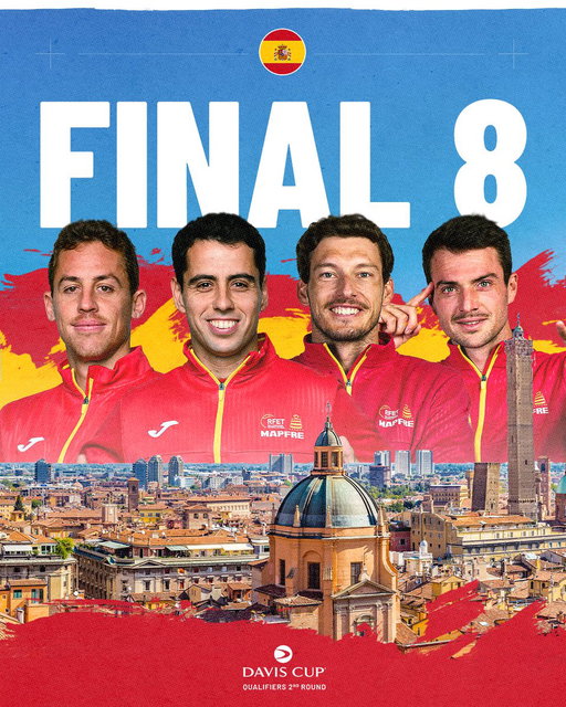 The Spaniards are going to Bologna 🇪🇸💪

What a comeback it was for the team! Fighting back from 0-2 down for the first time in their history to go through to the Final 8 🔥

#DavisCup 
