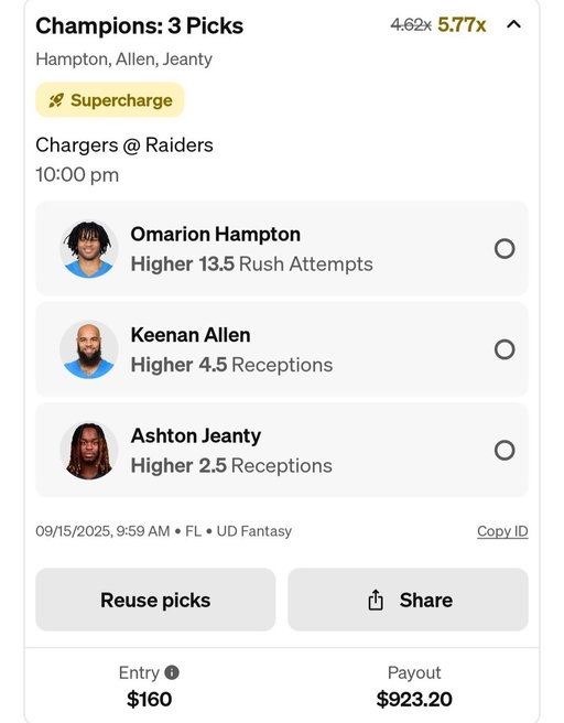 MNF picks. Let's get some Ws! @Zirksee 
Use code ZIRK+get $50 in funds after your first $5 entry! https://t.co/acAKAFLl7i 