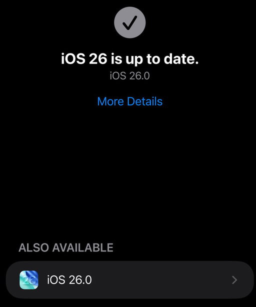 If you are on iOS 26 RC you will also have a new update. It looks like this and prompts you to update at the bottom. 