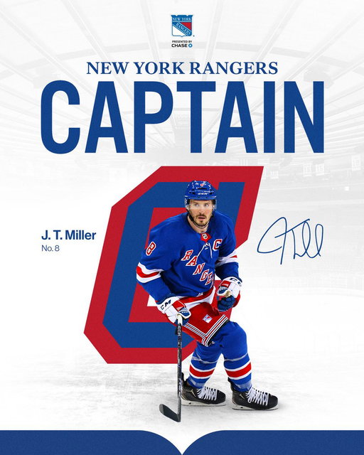 The 29th captain in #NYR history: J.T. Miller.

Details: https://t.co/l7UuXpvIK7 