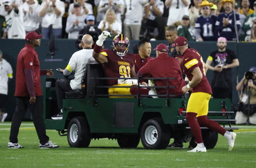 TNF Packers Game injury fallout:

Jayden Daniels - Day to Day
Austin Ekeler - Out for Season
Deatrich Wise - Out for Season
Jonathan Jones - Injured Reserve
John Bates - Expected to miss atleast 1 game
Noah Brown - Expected to miss atleast 1 game

Brutal. 