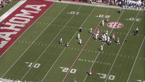 Oklahoma fakes a substitution, the WR stays on the field by the sideline.

Auburn has ZERO CLUE he’s on the field, and Oklahoma gets a wide open touchdown.

ESPN’s rule analyst said this was an illegal play 😬
 