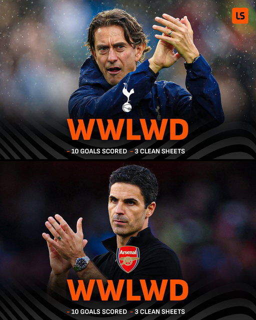 Arsenal and Tottenham have had almost 𝙄𝘿𝙀𝙉𝙏𝙄𝘾𝘼𝙇 starts to the league season 👀⚖️ 