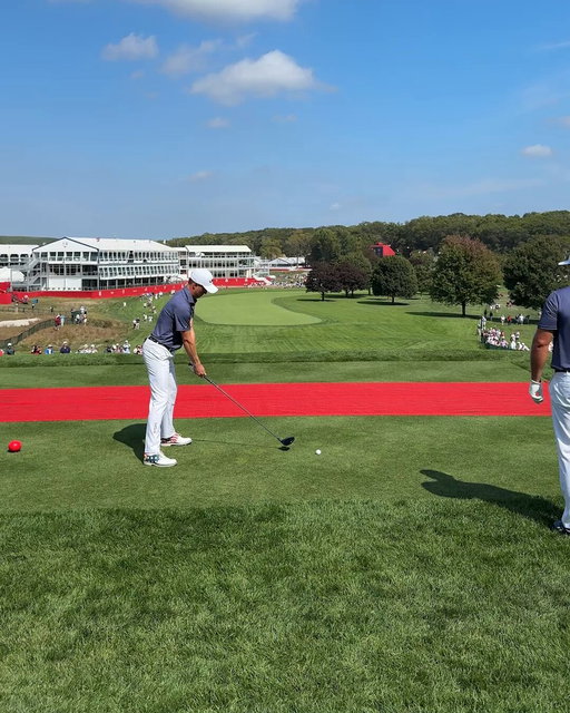 Just JT and Bryson casually trying to drive the first green at Bethpage Black 😅 