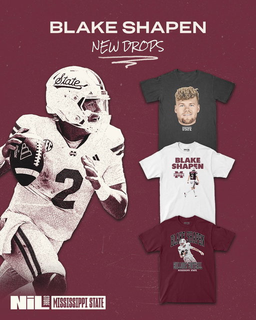 Maroon. White. Undefeated 🐶 
Get the official Blake Shapen gear while the Dawgs keep rolling 👀
https://t.co/Ardl7ggNgP
#hailstate 
